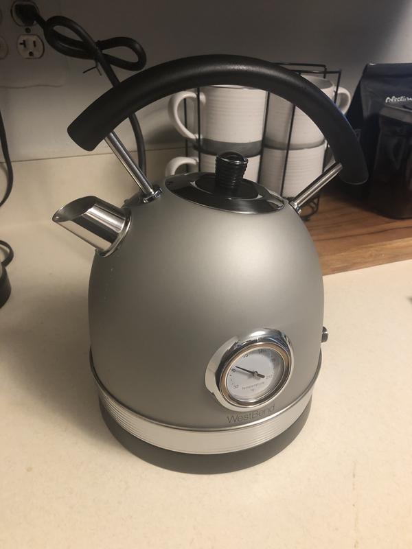 West Bend Retro Stainless Steel Electric Kettle Gray Office