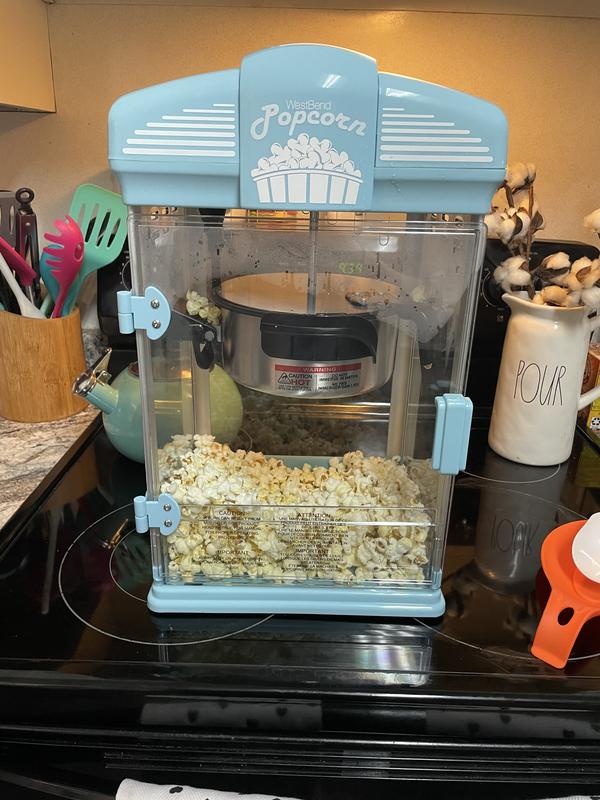 West Bend Blue Tabletop Popcorn Machine, 4 Quart Capacity, Easy to Use &  Clean, cETL Safety Listed