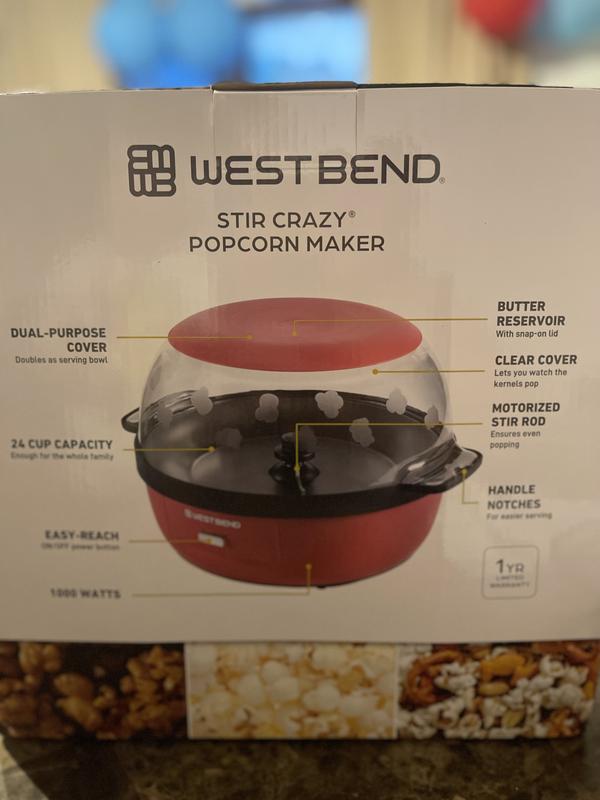 New/Open Box West Bend Stir Crazy 2 - 6 Qt Electric Popcorn Popper