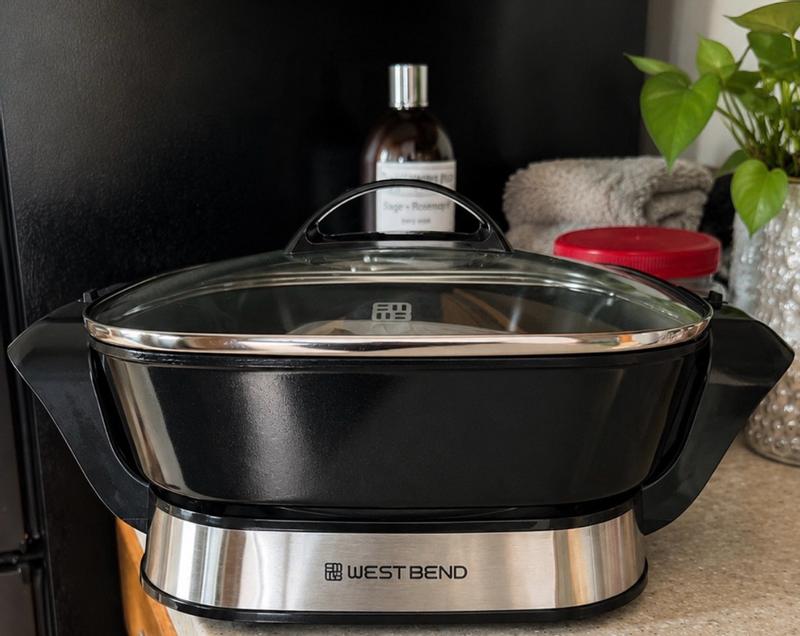 West Bend 11 sq. in. 4.2 Quart Electric Skillet with Foldable Base