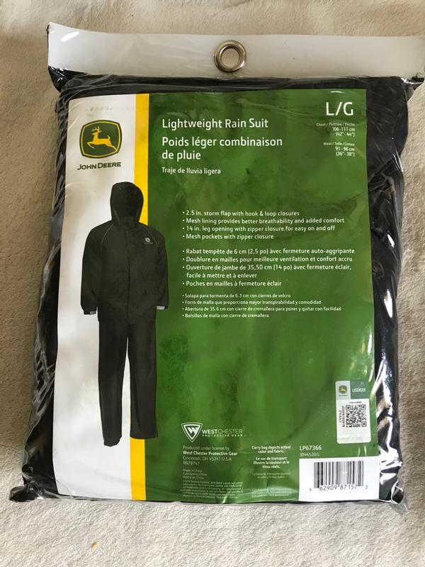 John Deere Rain Suit, Black Polyester, XXL True Value Hardware