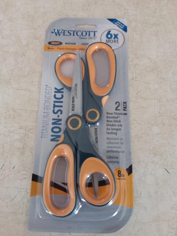 Westcott 8 Straight Hard Handle Titanium Bonded Glide Scissors, 2pk 17904