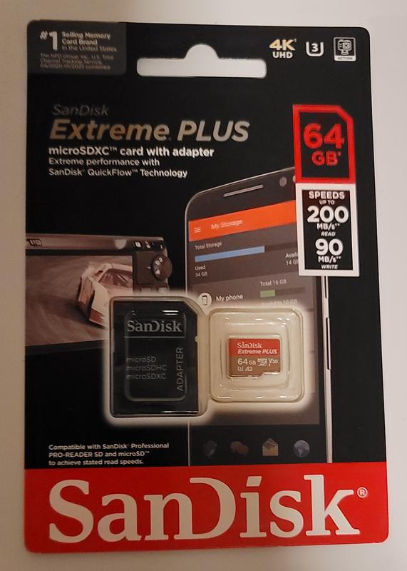 SanDisk Extreme PLUS microSDXC UHS-I U3 256 Go + Adaptateur SD