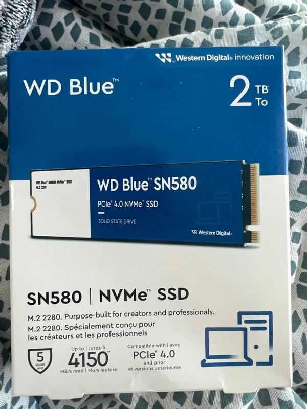 WD Blue SN580 2TB WDC TLC Nand PCIe Gen 4 x4 NVMe M.2 Internal SSD