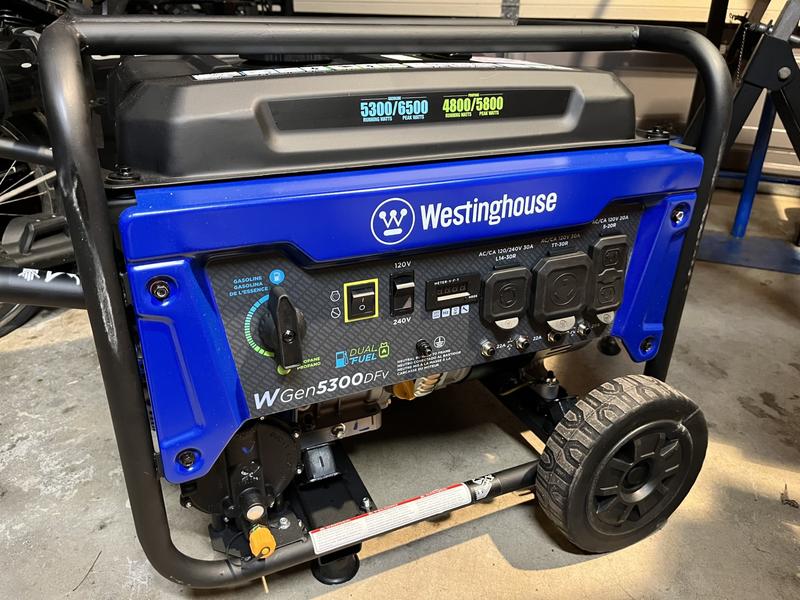 Westinghouse WGEN5300DFC WGen5300DFc - 5300 Watt Electric Start Dual-Fuel  Portable Generator w/ Wireless Remote Start, RV Outlet & CO Sensor CARB