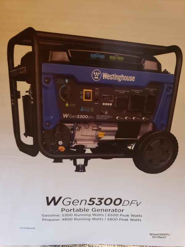 Westinghouse WGen5300DFc 5300-Watt Dual Fuel (Gasoline/Propane