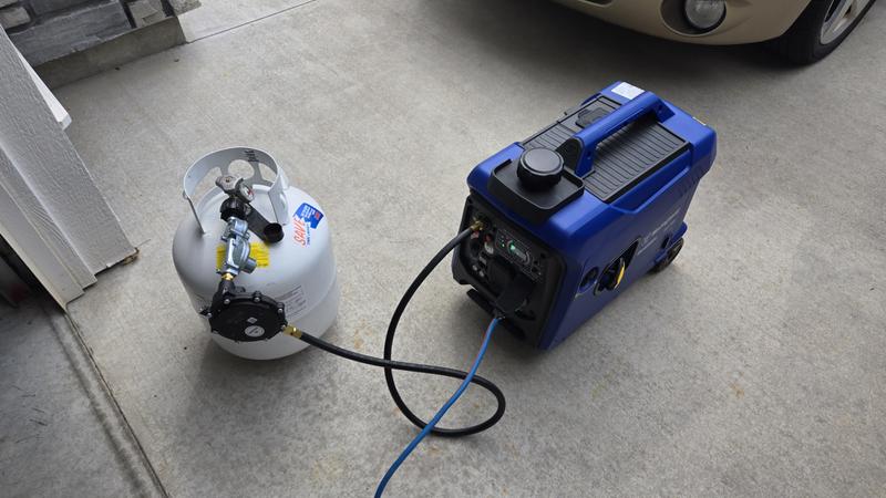 Size comparison next to propane bottle