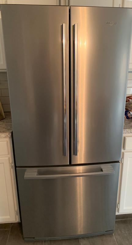 Whirlpool WRFA60SMHZ 30 Inch French Door Refrigerator with  Factory-Installed Icemaker, Spillproof Glass Shelves, Tuck Shelf,  Full-Width Pantry Drawer, Condiment Caddy, Humidity-Controlled Crispers,  Adjustable Gallon Door Bins, FreshFlow™ Produce