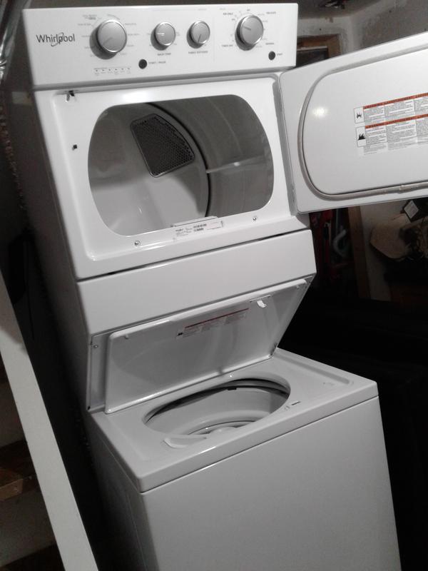 Whirlpool 3.5 cu. ft. Stacked Washer and Electric Dryer with 9-Wash Cycles  and Auto Dry in White WETLV27HW - The Home Depot