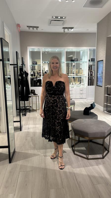white house black market strapless lace dress White House Black Market Strapless Lace Bustier Midi Dress