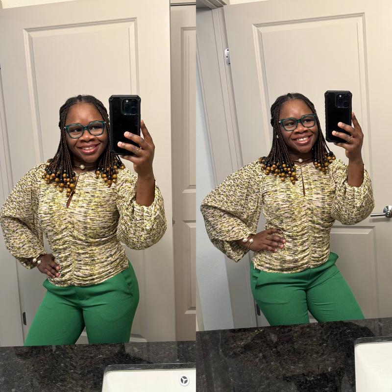 Long Sleeve Pleated Keyhole Blouse | White House Black Market