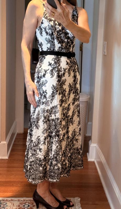 Contrast Lace Midi Dress | White House Black Market