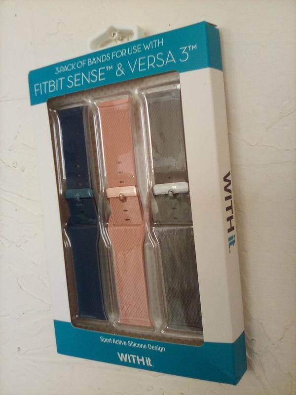 WITHit Fitbit Versa 3 & Fitbit Sense Silicone One size fits all Watch band  Navy/Light Gray/Blush Pink 54403BBR - Best Buy