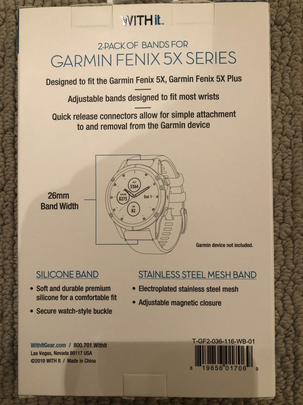 Designer Bands for 22mm Garmin fēnix 5, 5 Plus & 6 - 2 Pack in Black/G –  WITHit