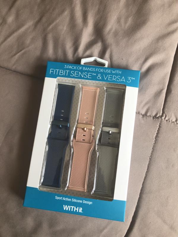 WITHit Fitbit Versa 3 & Fitbit Sense Silicone One size fits all Watch band  Navy/Light Gray/Blush Pink 54403BBR - Best Buy