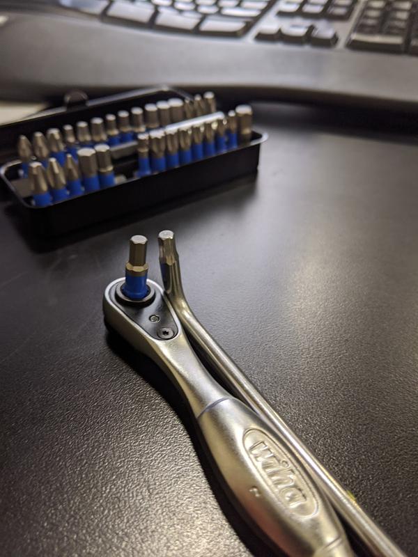 Hex Key bit and ratchet vs standard hex key wrench (4mm) same depth