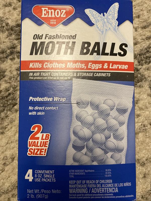 Enoz Old Fashioned Moth Balls, Naphthalene Balls, 24 oz, 3 Single Use 8 oz  Packets 