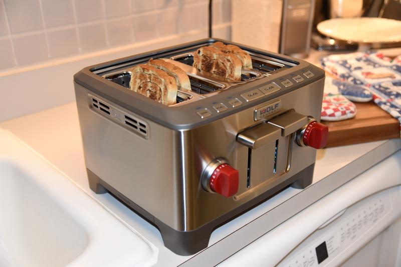 Wolf Gourmet 4 Slice Stainless Steel Red Knob Toaster