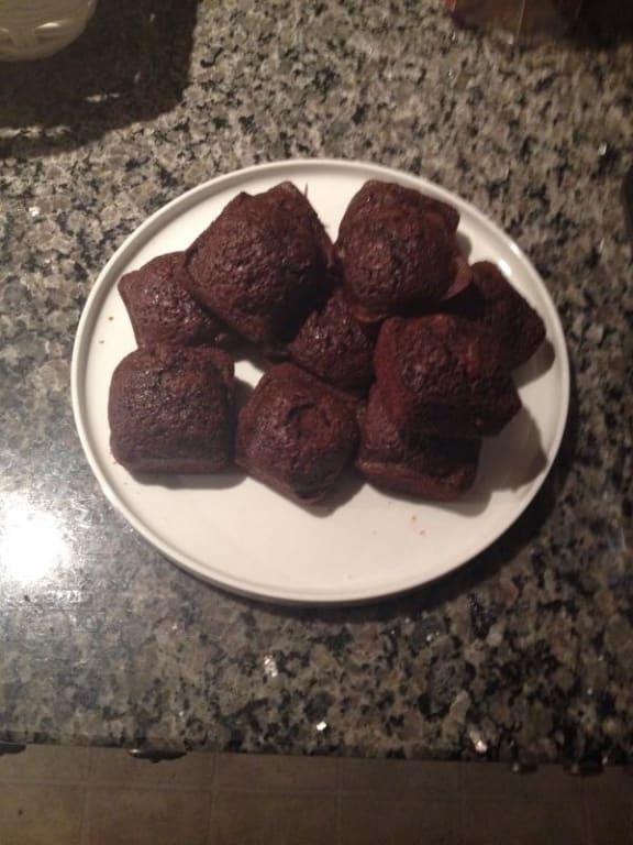 Plate of brownies made with Wilton's 12 cavity bar pan.