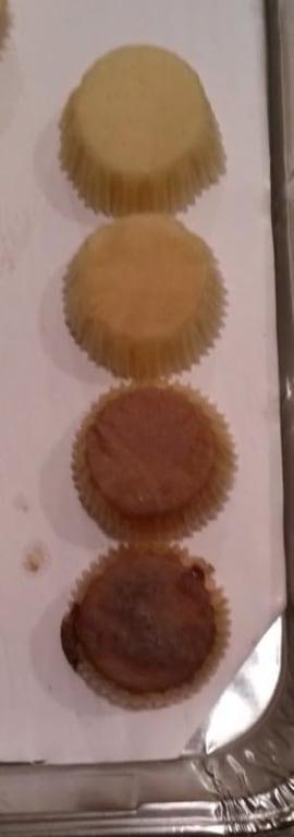 From the same pan - same bake. Top is from the middle of the pan - bottom from the outer edge.