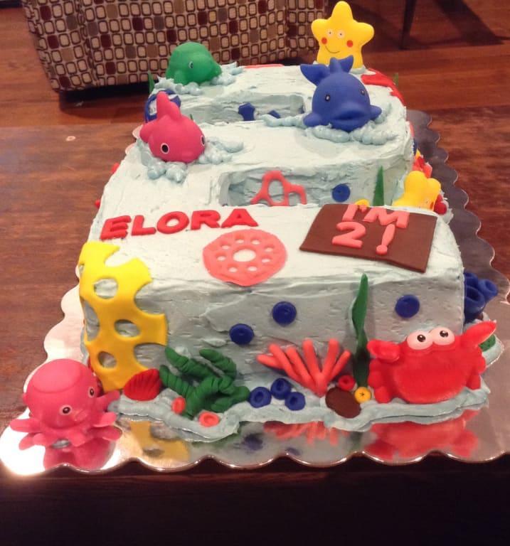 I only trimmed two corners, hated wasting the cake!