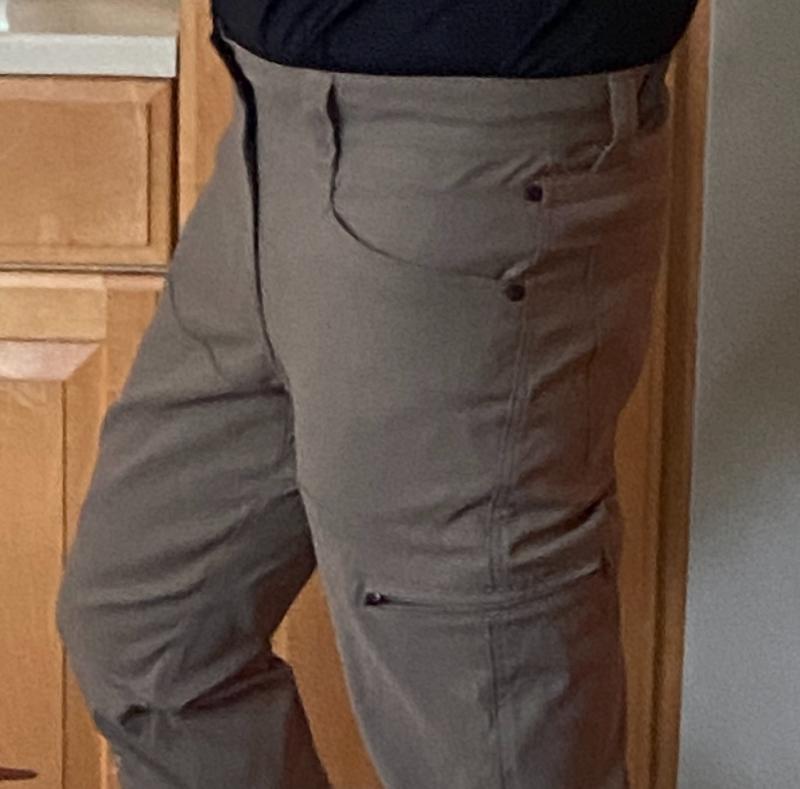 The zipper pocket is the only clue that these are tech pants, and it's fairly subtle, especially on the black pants.