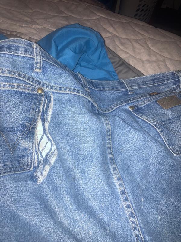 Torn left rear pocket always put wallet in right