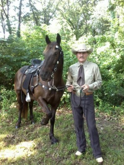 My horse Chance and myself. Ready to mount for the parade wearing my Ranchwear slacks.