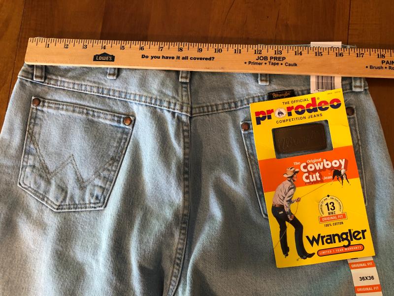 Marked size 36" waist, measured 34".