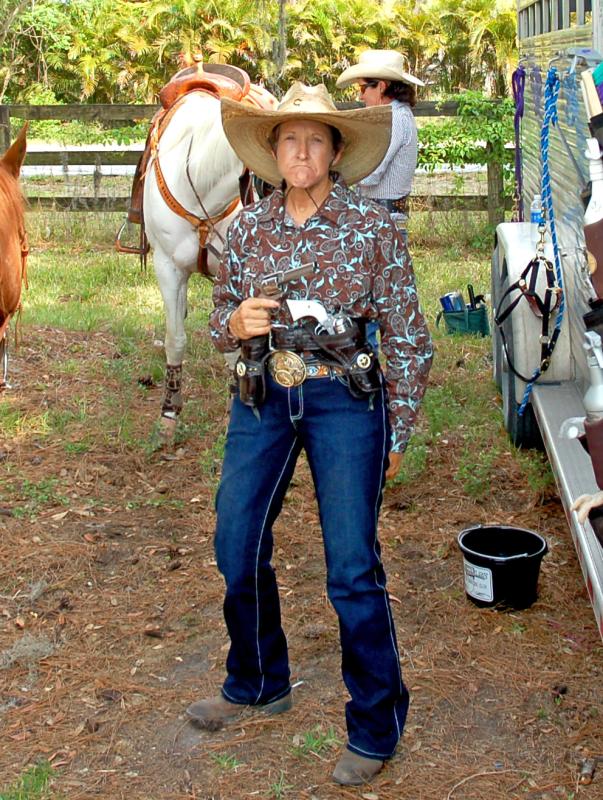 Fooling around at Mounted shooting match!