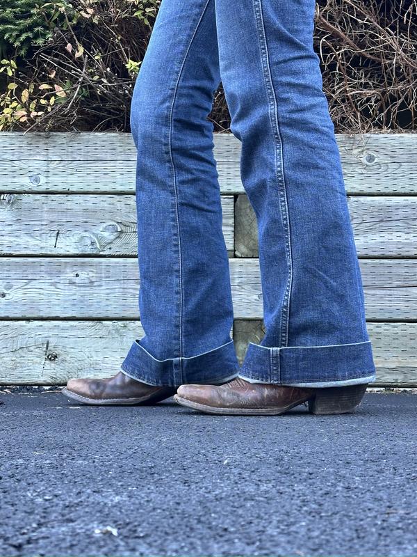 Cuffed, and un-cuffed. Chores/walking vs riding!