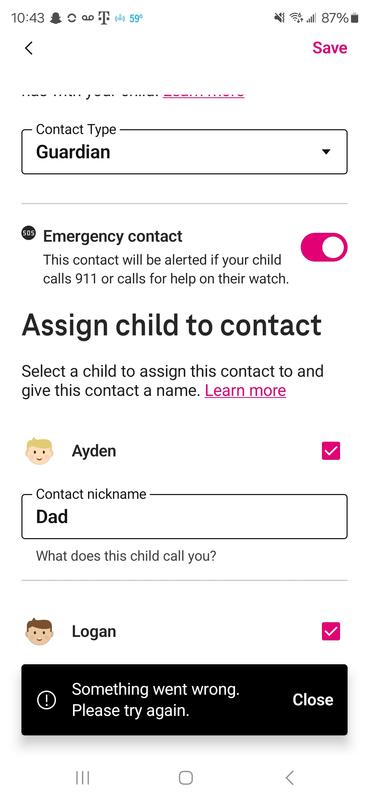 Error Messages received when adding anyone with an Apple device