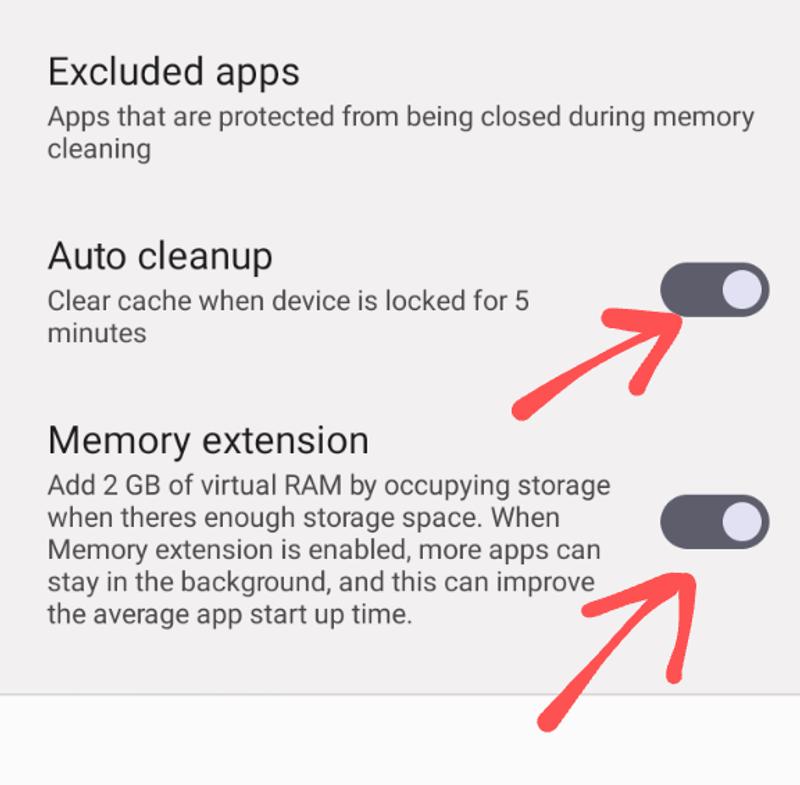 In memory dialog, recommend toggling on Auto cleanup and Memory Extension