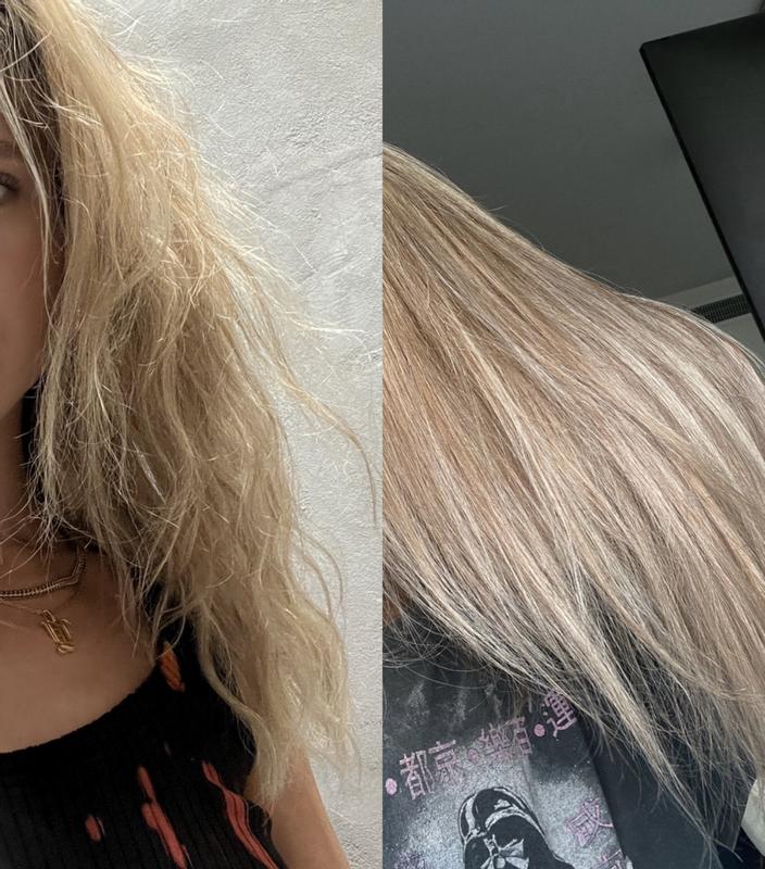 My hair with no styling on the left and after using T3 on the right!