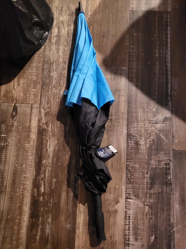 Blue and black umbrella