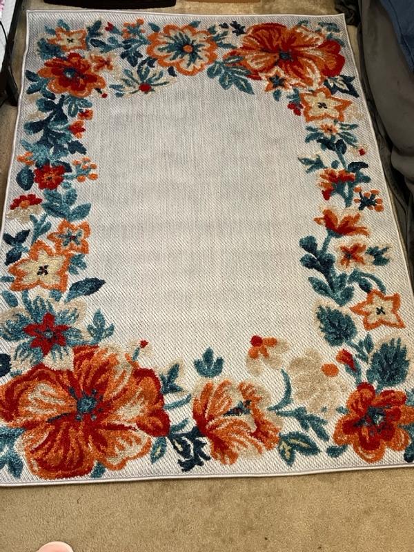 Town & Country Living Hibiscus Bloom Border Modern Floral Rug ...