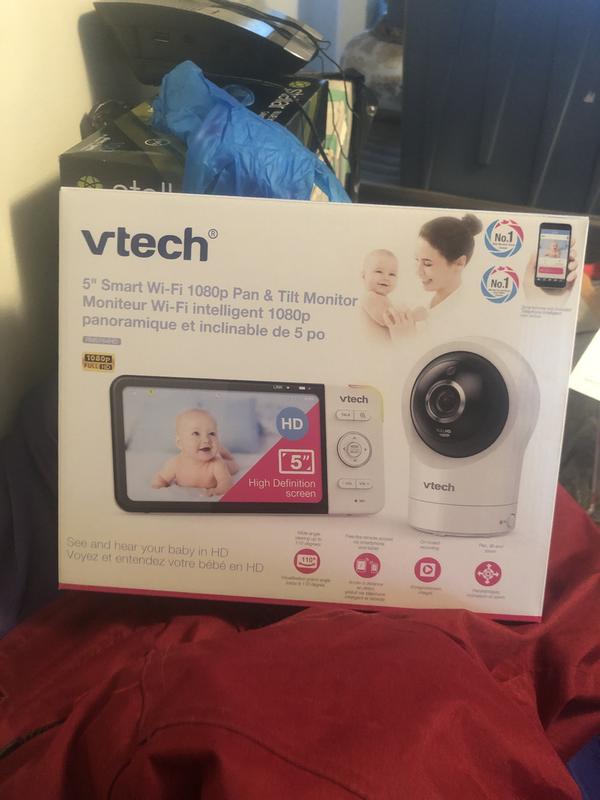Vtech Rm5764hd Smart Wi Fi Video Baby Monitor With 5 Inch Display And 1080p Hd 360 Degree Panoramic Viewing Pan Tilt Camera White Babies R Us Canada