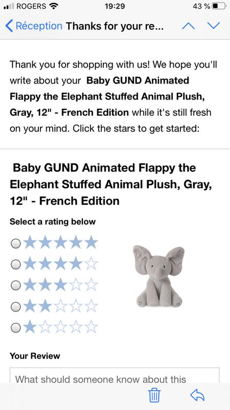 GUND Baby Animated Flappy The Elephant Stuffed Animal Plush, Gray