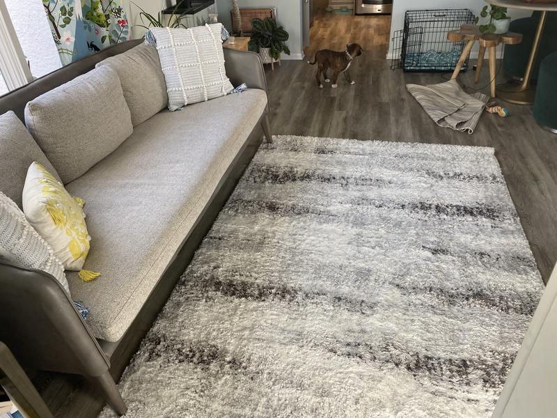 Leick Home Zielle Area Rug in Watercolor Gray with Rug Pad 5-Ft-3-In x 7-ft-7-in