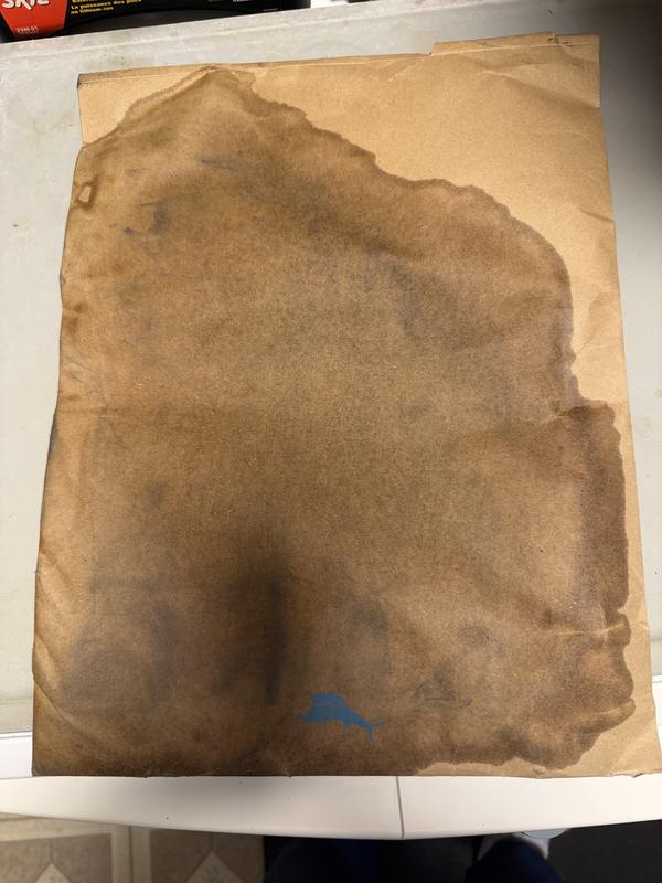 Customer photo for "Wet shipping package = stained product"