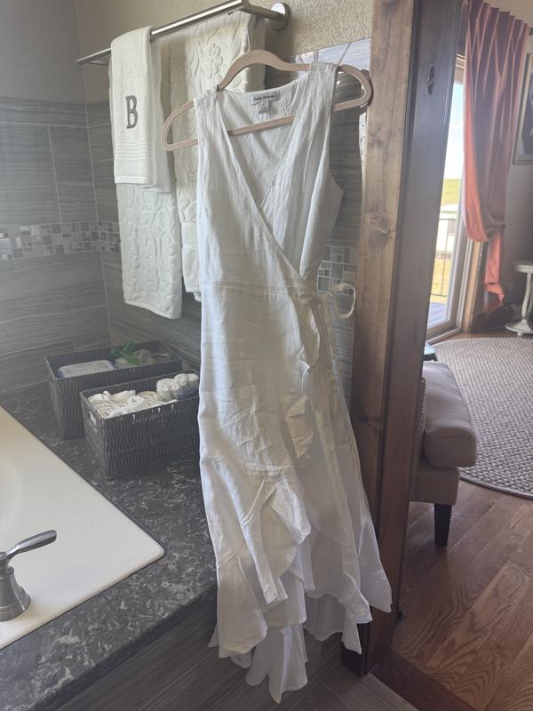 coastalina linen midi wrap dress Coastalina Linen Coastal Shores Midi Wrap Dress