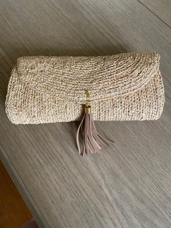 Islamora Lux Crocheted Raffia Clutch