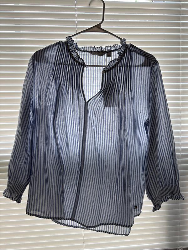 Tommy Hilfiger Women's Pin Tuck Cambric Ruffle Collar Blouse - Macy's