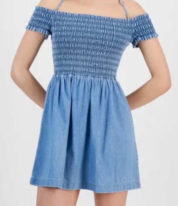 Women's Cotton Smocked-Bodice Fit & Flare Dress