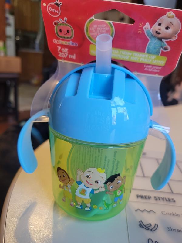 The First Years CoComelon Weighted Straw Cup  Bottle to Cup Transition  Toddler Cups  7 Oz  6 Months and Up