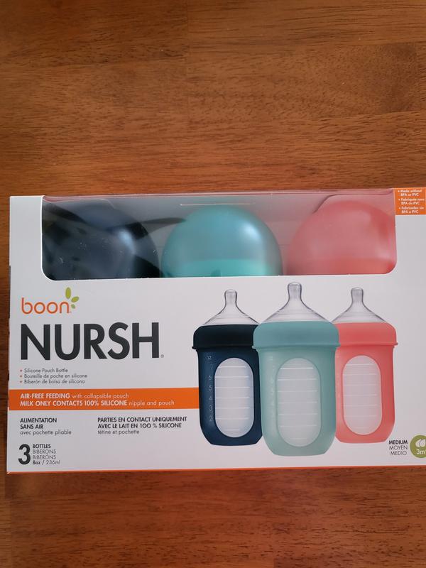 Boon NURSH Silicone Pouch Bottles - Gray, 4oz