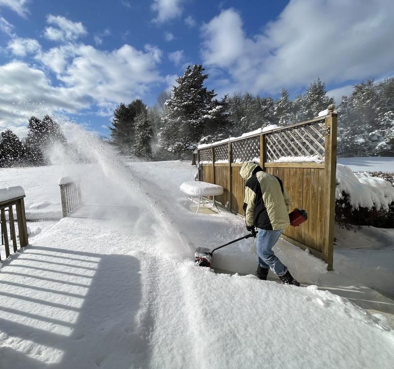 Lovin' her new Toro Power Shovel! Easy removal of 8" snowfall from the deck.