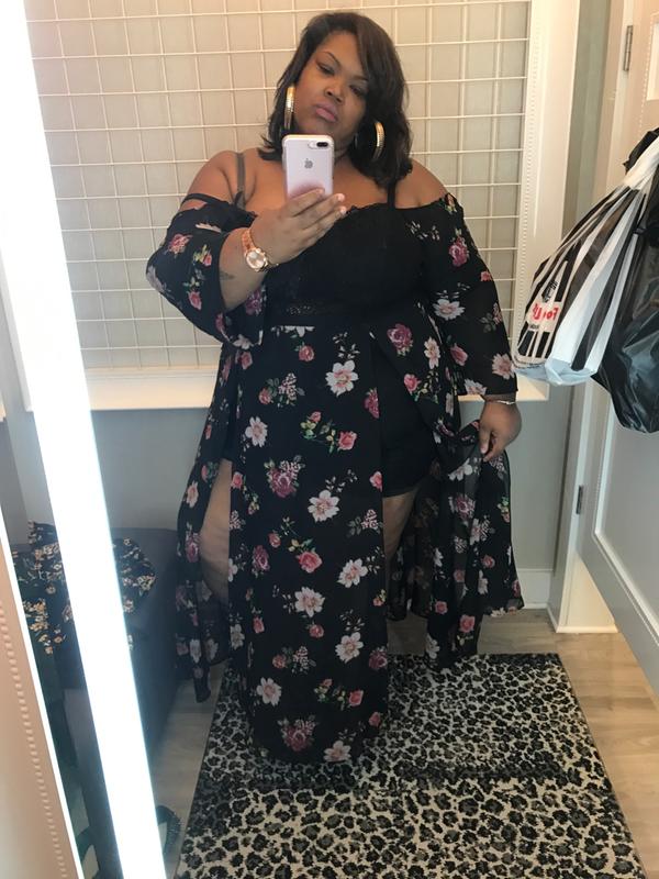 Plus Size - Torrid Insider Floral Print Cold Shoulder Lace Bustier Maxi  Dress - Torrid