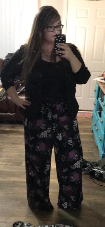 Plus Size - Purple Floral Crepe Wide Leg Pant - Torrid