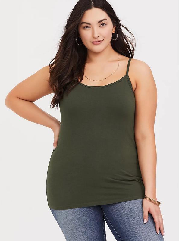 Plus Size - Olive Green Scoop Neck Foxy Cami - Torrid